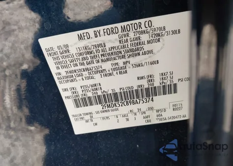 2009 Ford Flex Sel z USA, uszkodzony, nr VIN 2FMDK52C89BA75374